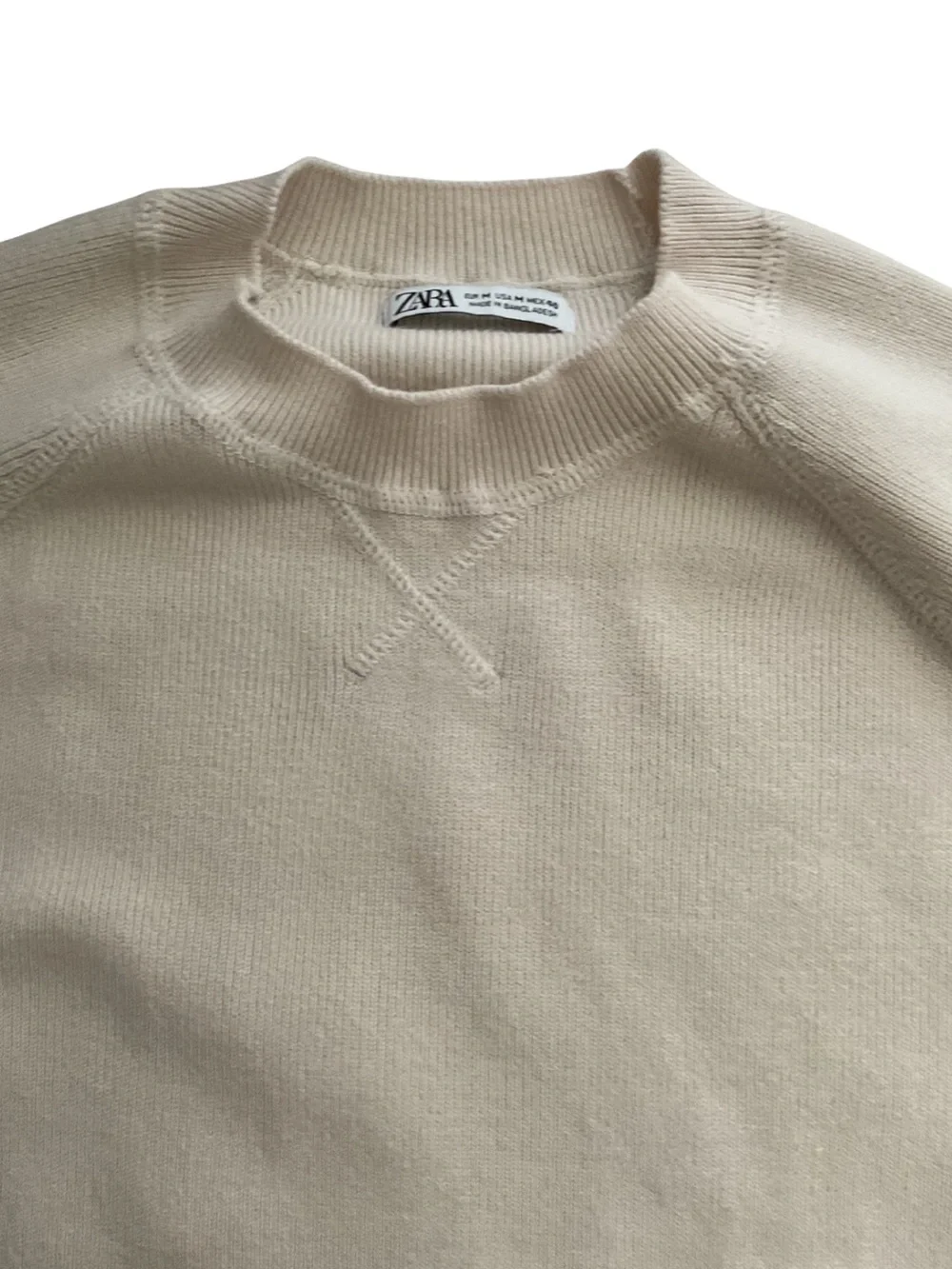 Zara Men’s Cream Crewneck Sweater M Preppy Neutral
